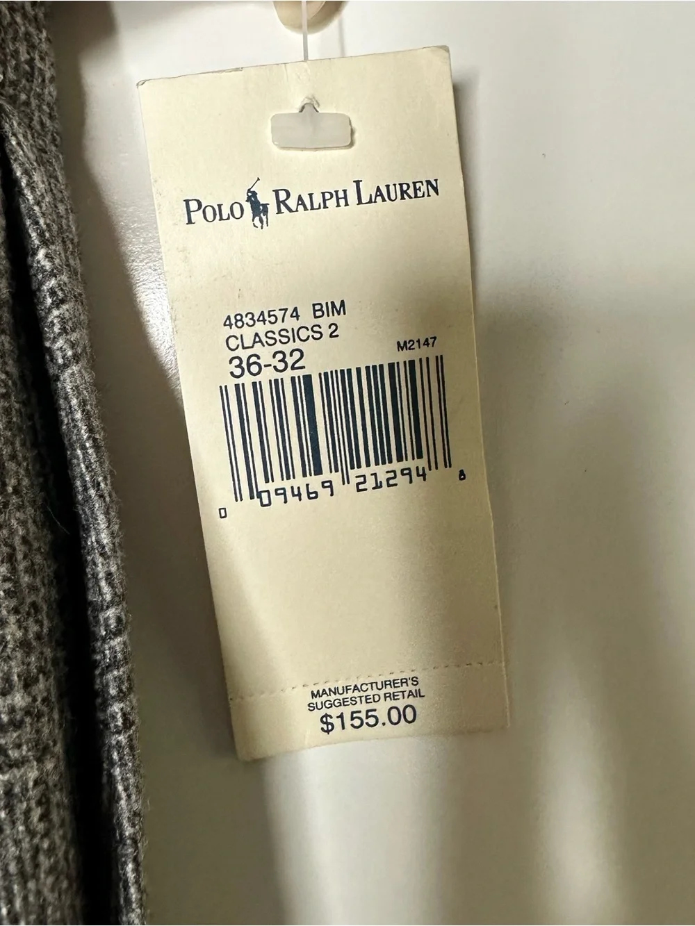 Polo Ralph Lauren NWT Mens Gray Glen Plaid Wool Cotton Flannel Pants 36x32